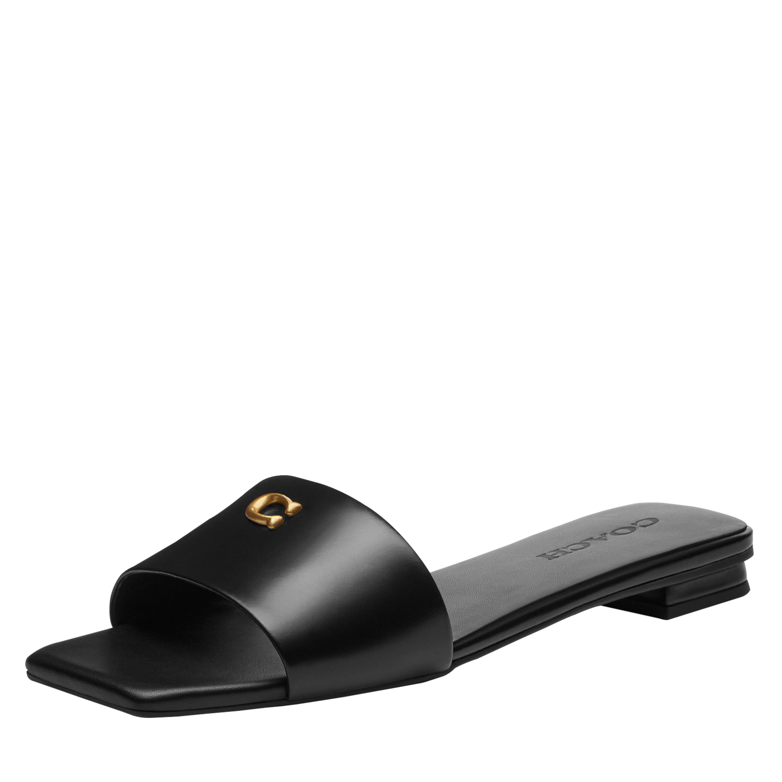 Coach Women's Comfortable Sculpted C Flat Sandal for Casual Summer Wear Featuring Breathable Leather and Soft Cushioning