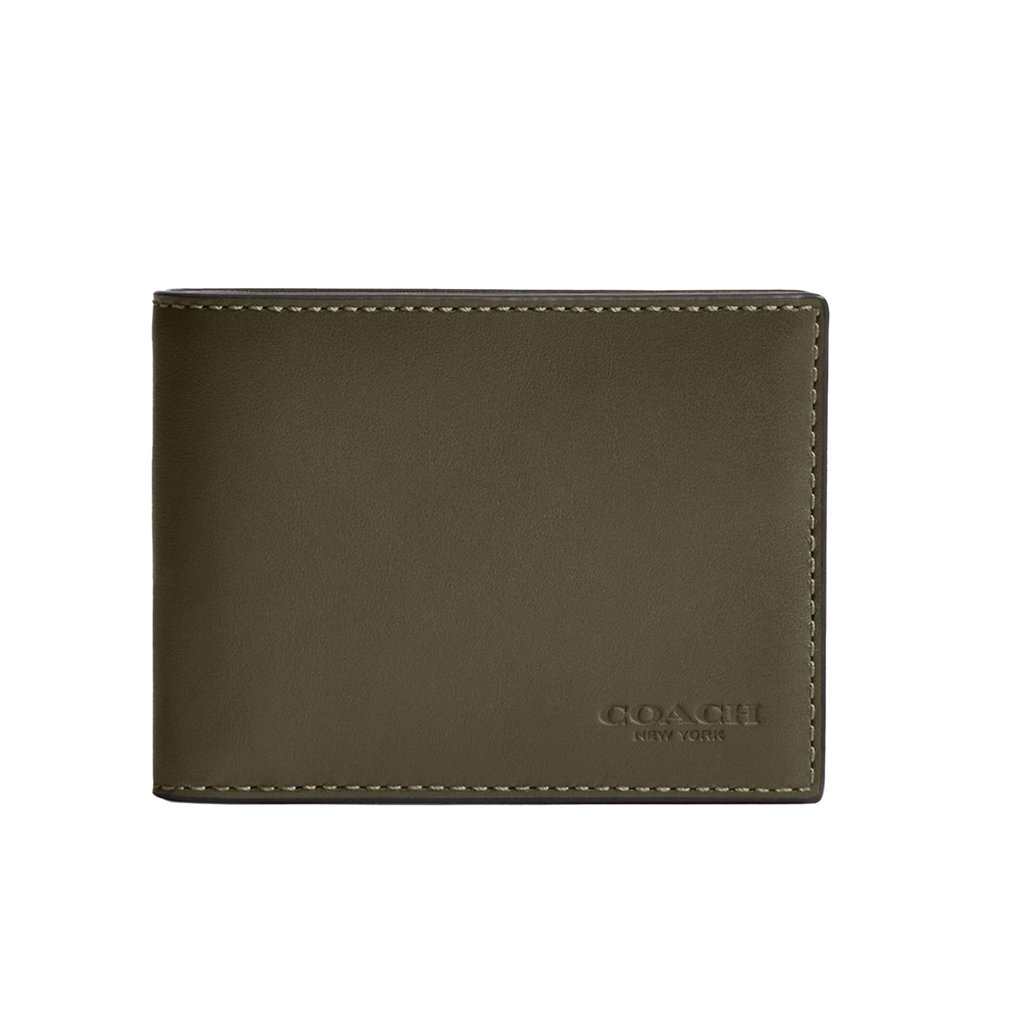 Coach Slim Billfold, Army Green - Classic Leather Design for Men - Everyday Carry - 9.5cm x 9.5cm x |5cm