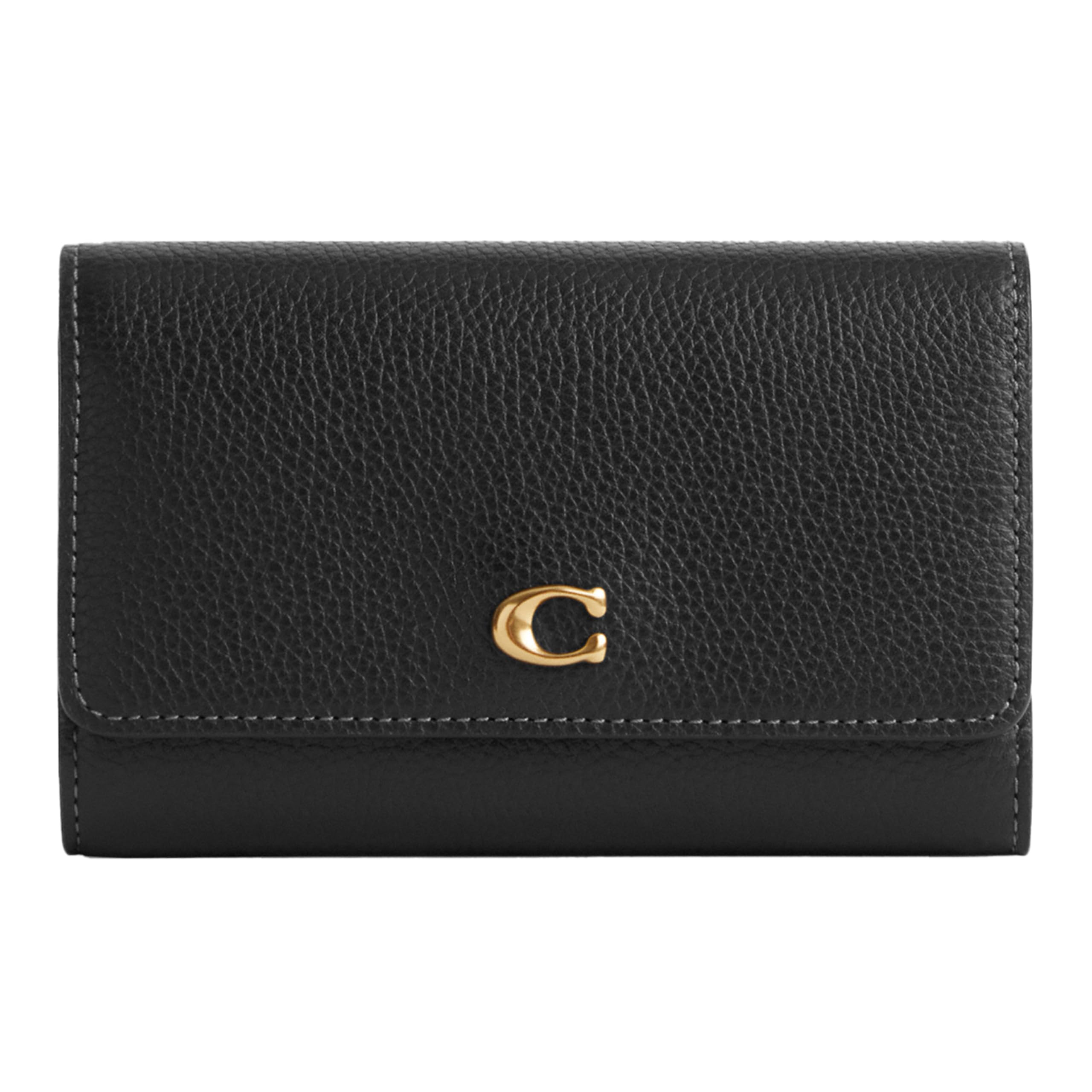 Coach Polished Pebble Leather Essential Medium Flap Wallet for Women
| Coach Polished Pebble Leather Essential Medium F